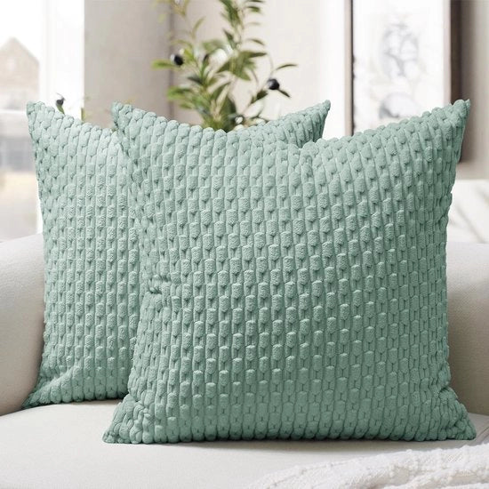 Set di cuscini in corduroy 30 x 30 cm - Copricuscino - Stile boho - Disegno geometrico - morbido e duraturo