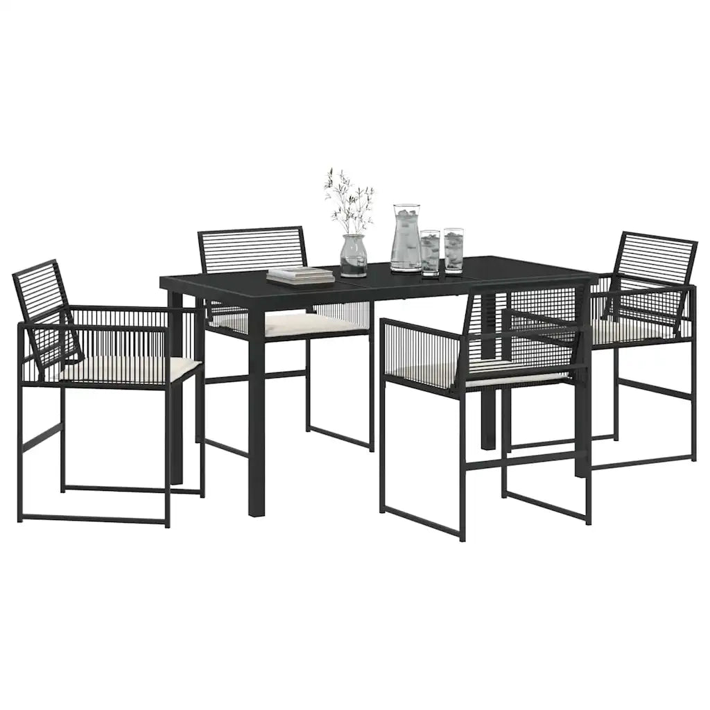 Set da Pranzo per Giardino 5 pcs Nero