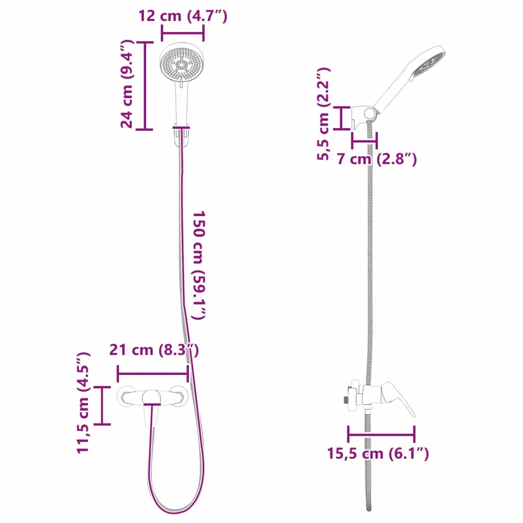 Set di doccia con soffione Cromo G 1 / 2 pollici CFW8856673