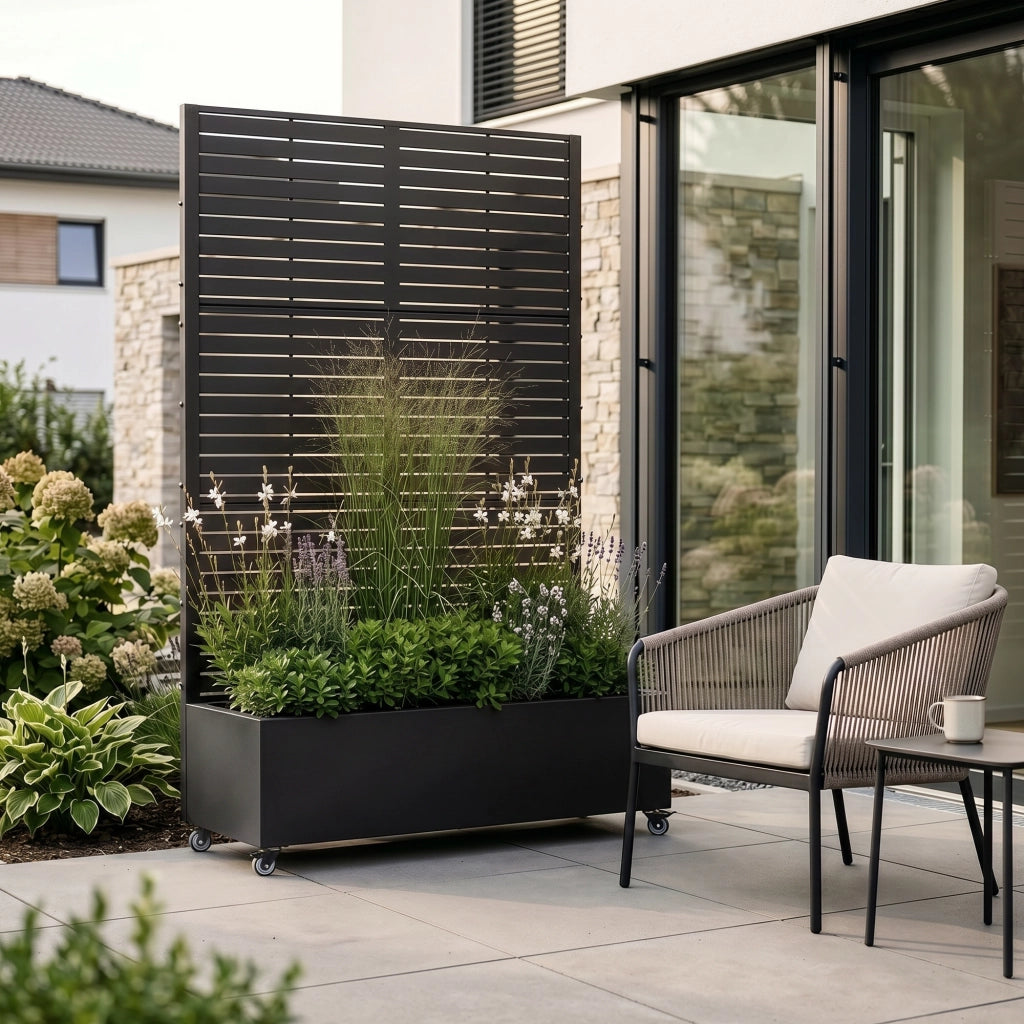 Fioriera con Spalliera Nodepp in Acciaio 190 x 120 x 38 cm - Nero casa.pro