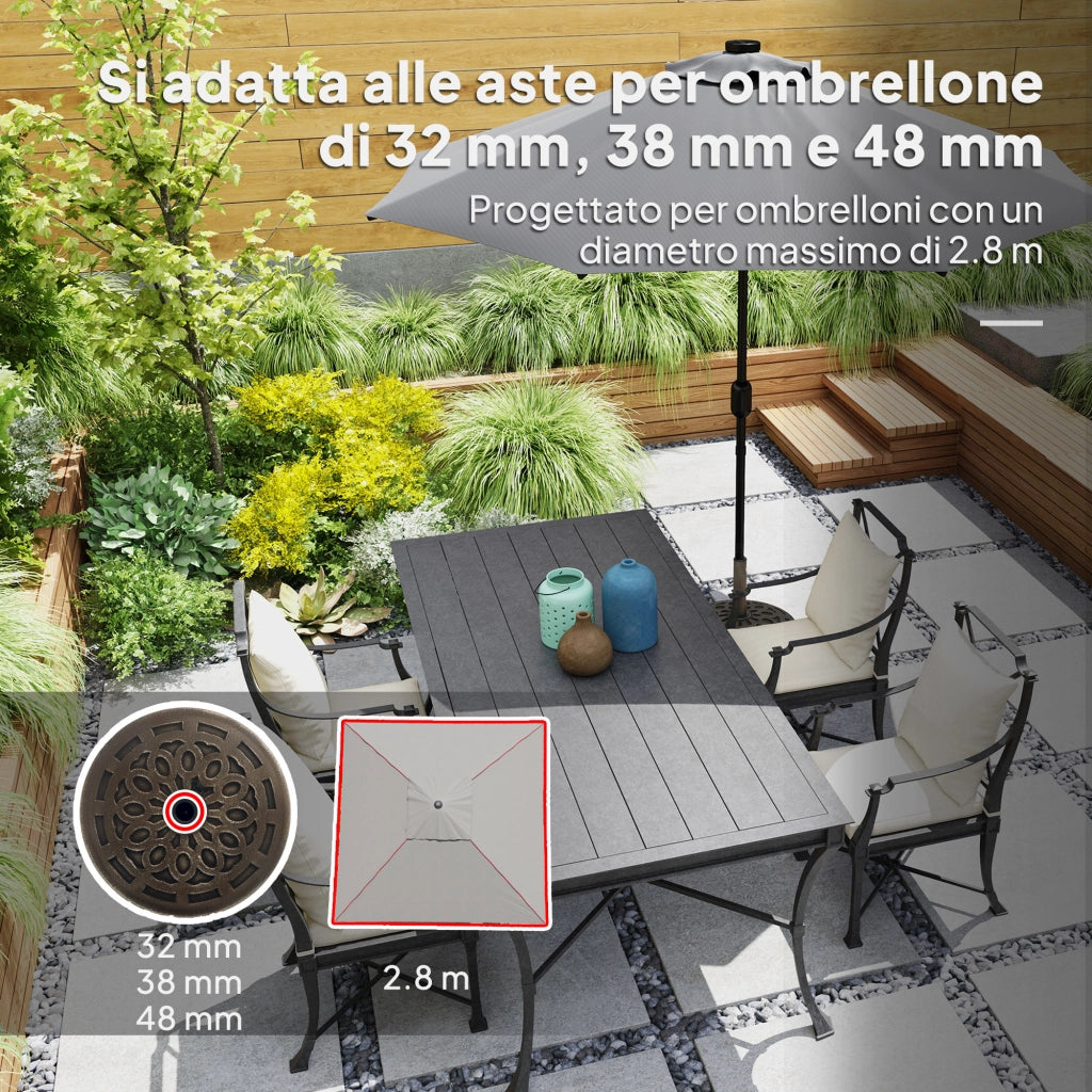 Base per Ombrellone in Resina da 21 kg Rotonda con Ruote e Freni, Bronzo