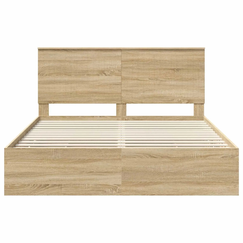 Letto matrimoniale | Letto per adulti | Struttura del letto con cassetto Rovere Sonoma 160 x 200 cm