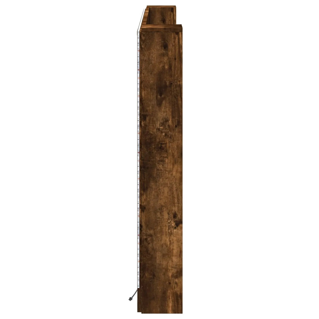 Testiera | Testata con Mobile e LED Quercia Affumicata Legno multistrato