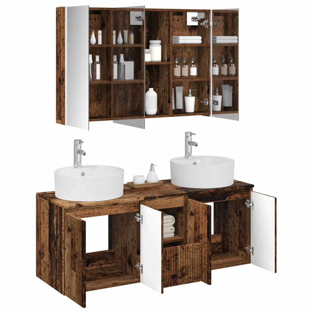 Set di Armadi da Bagno 4 pcs Legno antico Legno ingegnerizzato 3406469