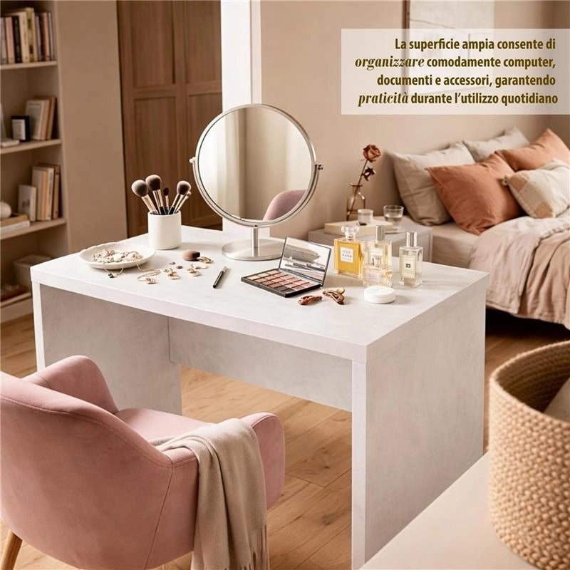 SCRIVANIA RETTANGOLARE MODERNA PER CAMERA DIMENSIONI 76X120X69 CM, COLORE OSSIDO BIANCO