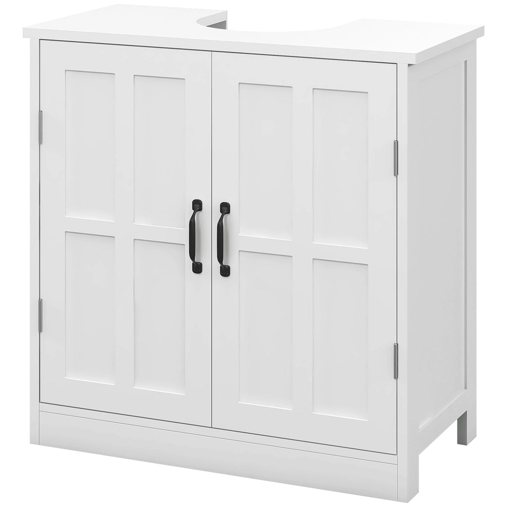 Mobiletto Bagno Sottolavabo con Anta Doppia e Ripiano Regolabile ¨C zephmum ¨C Bianco 60x30x60 cm