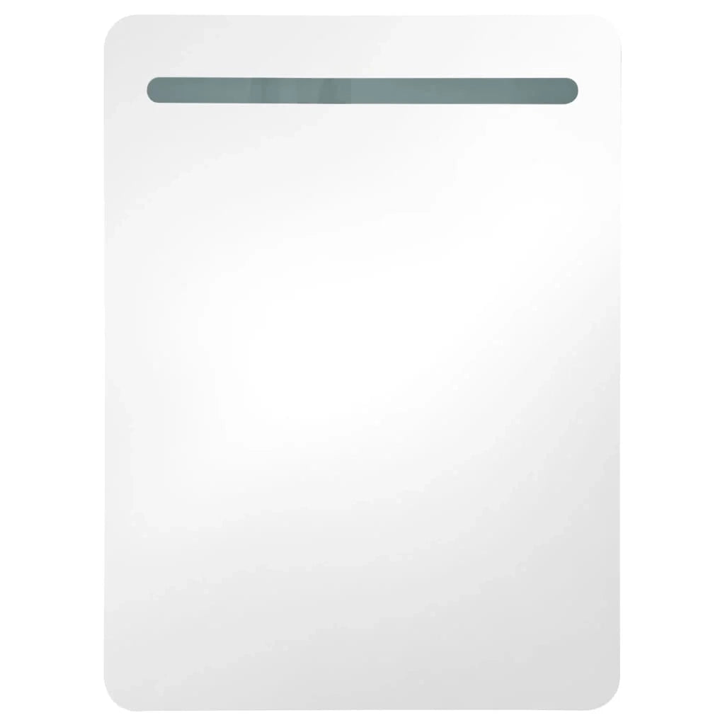 Mobiletto da bagno con specchio LED 60 x 11 x 80 cm grigio 02_0006605