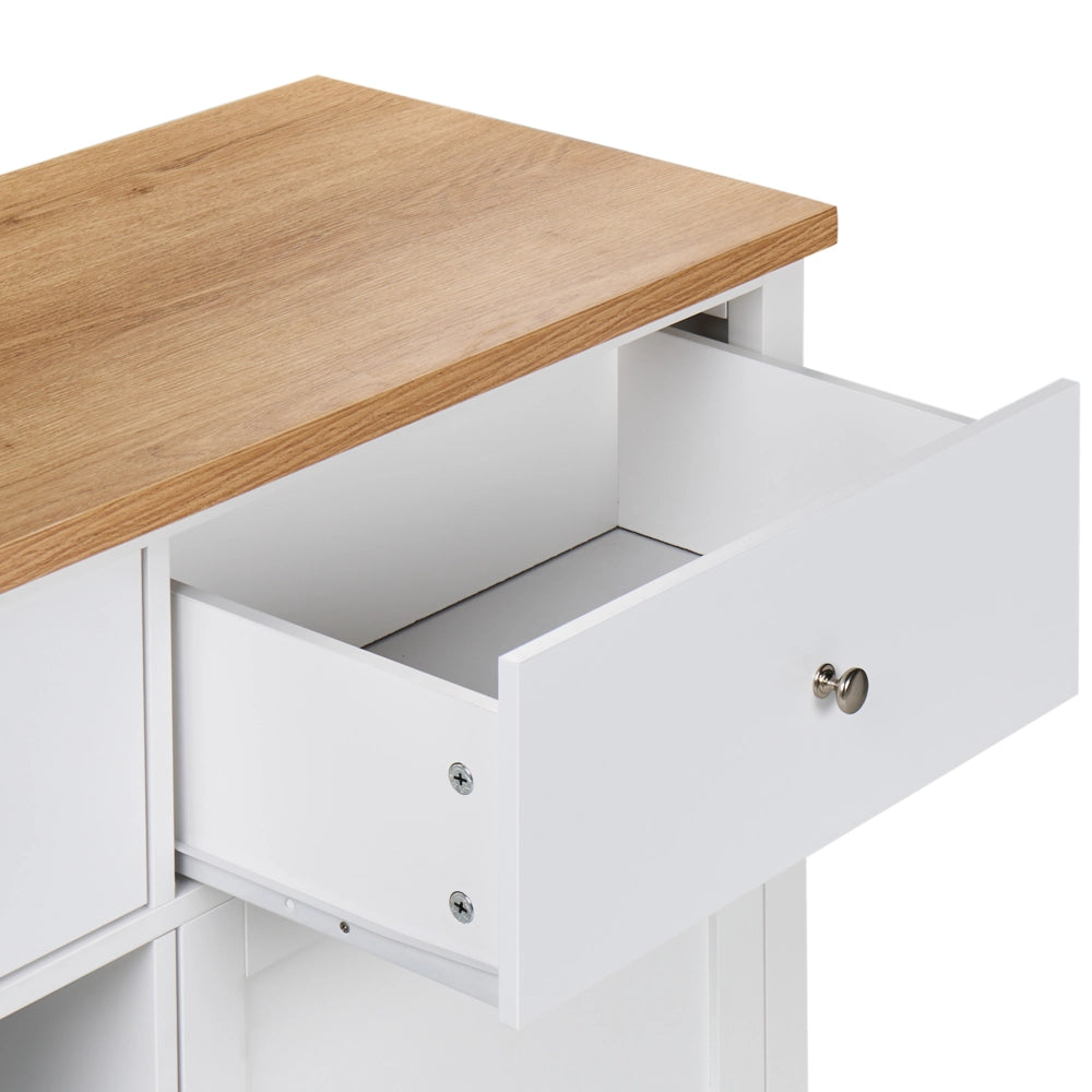 Credenza bianca in MDF a 2 ante, ripiani, cassetto, portabottiglie, credenza in stile moderno, corridoio