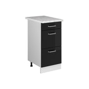 Vicco Mobiletto base per cucina Nero lucido 40 cm con cassetti PL Marmo