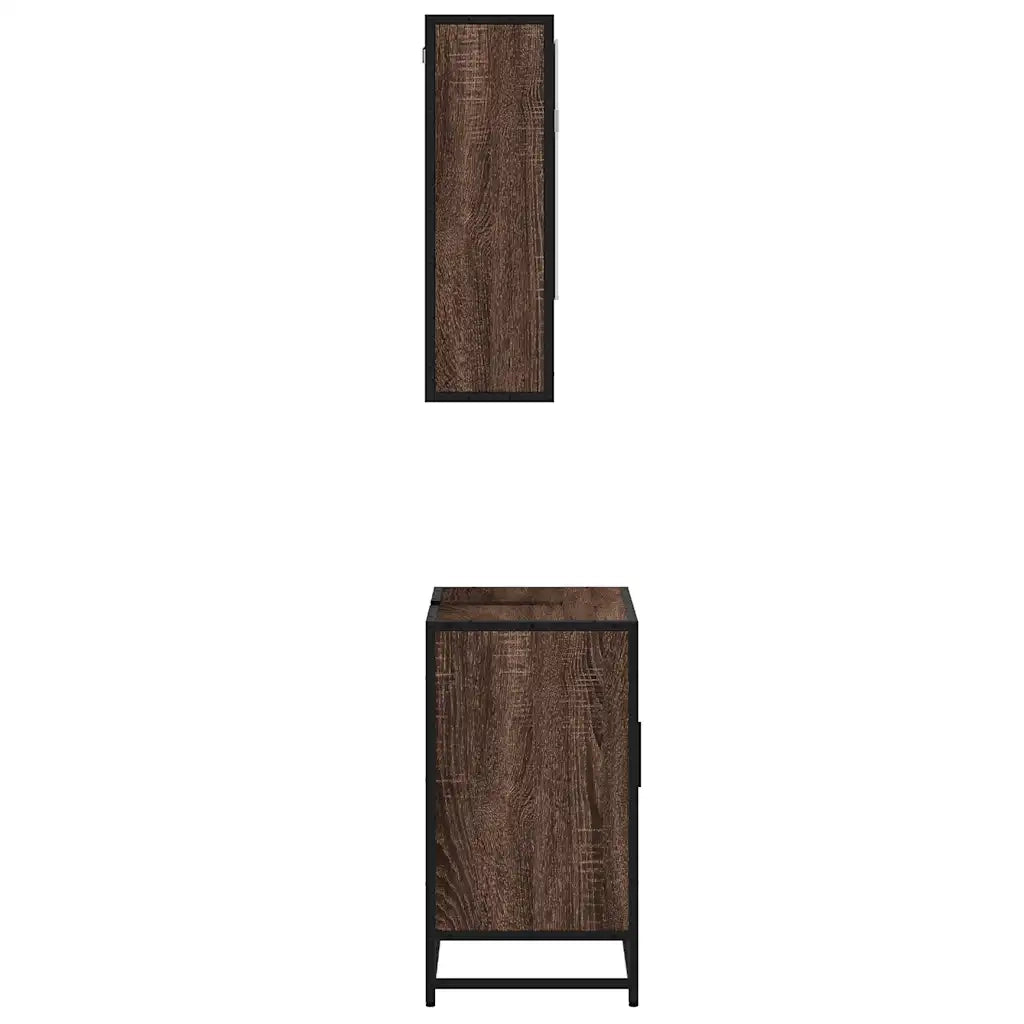 Set Mobili da Bagno 2 pz Rovere Marrone in Legno Multistrato