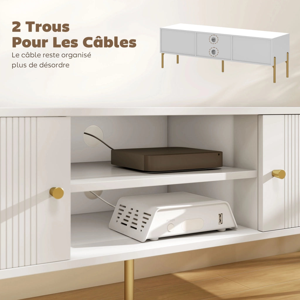 Mobile TV fino a 65 pollici ¨C Xylo ¨C 2 ante 2 ripiani aperti acciaio bianco 140x38x45,9cm