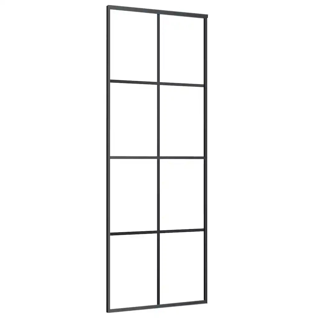 Porta Scorrevole con Ferramenta Nera 76x205 cm in Vetro ESG 3375802
