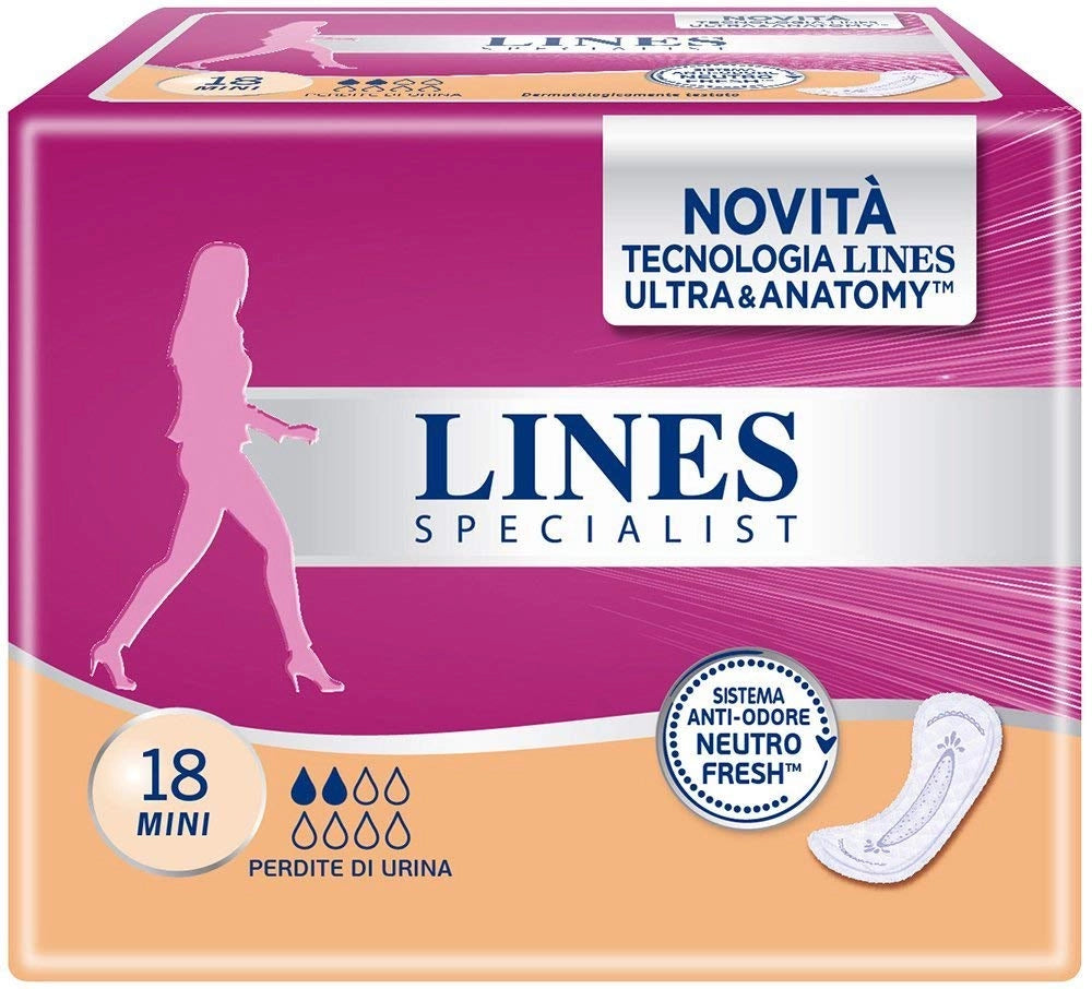 LINES SPECIALIST MINI IN CONFEZIONE DA 18PZ CON TECNOLOGIA ANTI ODORE