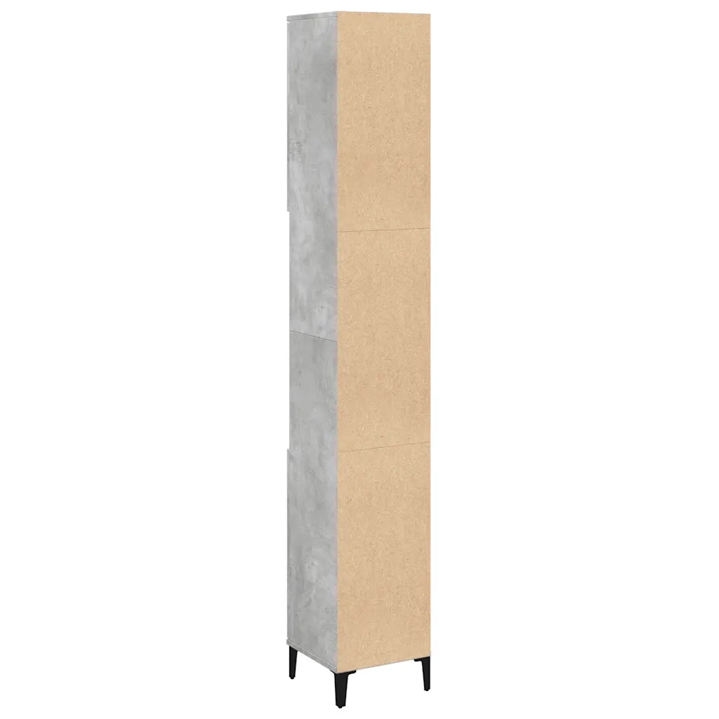 Armadietto Bagno Grigio Cemento 30x30x190 cm Legno Multistrato