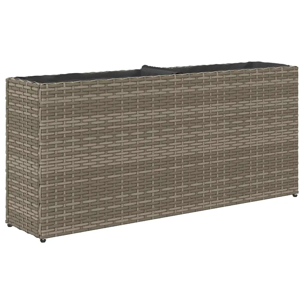 Fioriere da Giardino con 2 Vasi Grigie 90x20x40cm in Polyrattan 3210515