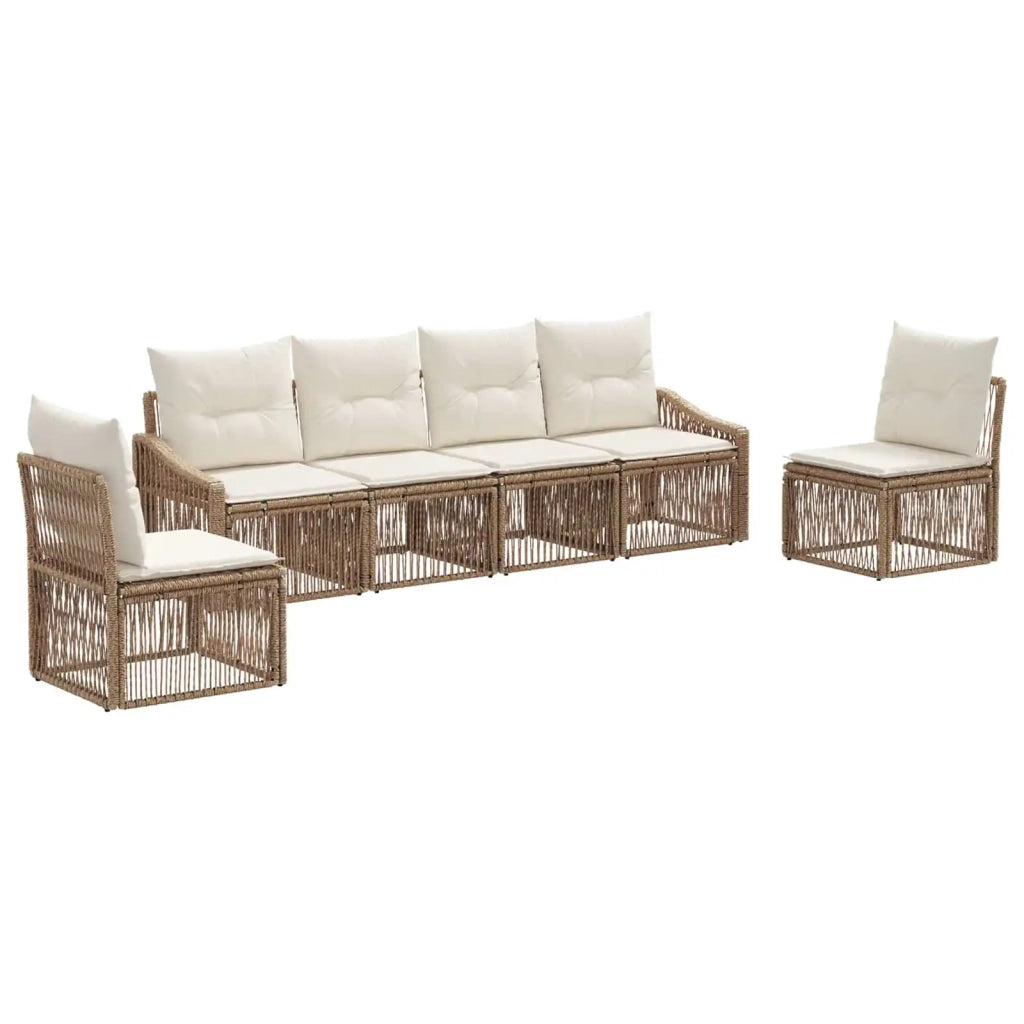 Set Divano da Giardino 6 pcs Beige polyrattan 3435969
