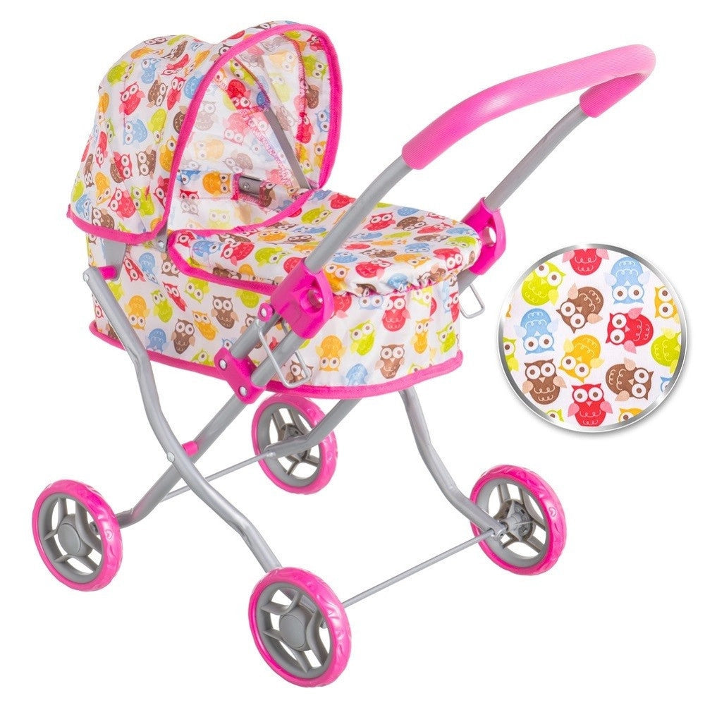 Trade Shop - Passeggino Carrozzina Bambole Giocattolo Bambini Pieghevole Cappottina E Copertura -