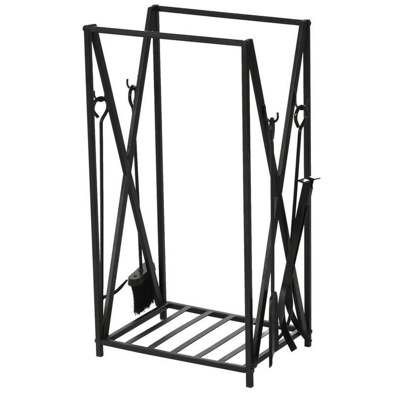 PORTALEGNA DA INTERNO ED ESTERNO IN ACCIAIO CON PALETTA SCOPINO PINZA 46X30X76CM