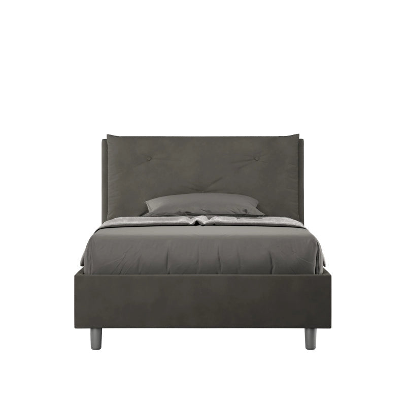 Letto imbottito Piazza e mezzo 110x190 cm Large - Contenitore,Microfibra,Grigio