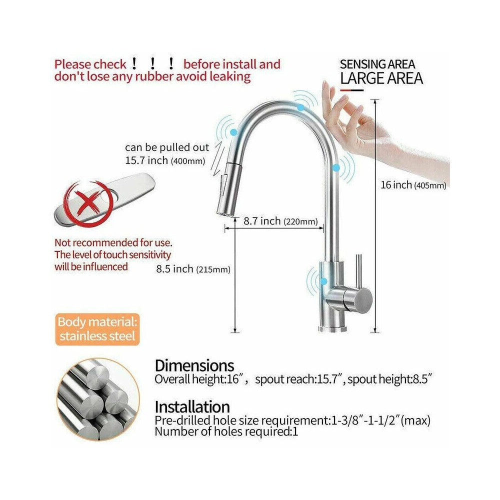 Trade Shop - Rubinetto Monocomando Lavello Cucina Con Sensore Touch Con Doccetta Estraibile -