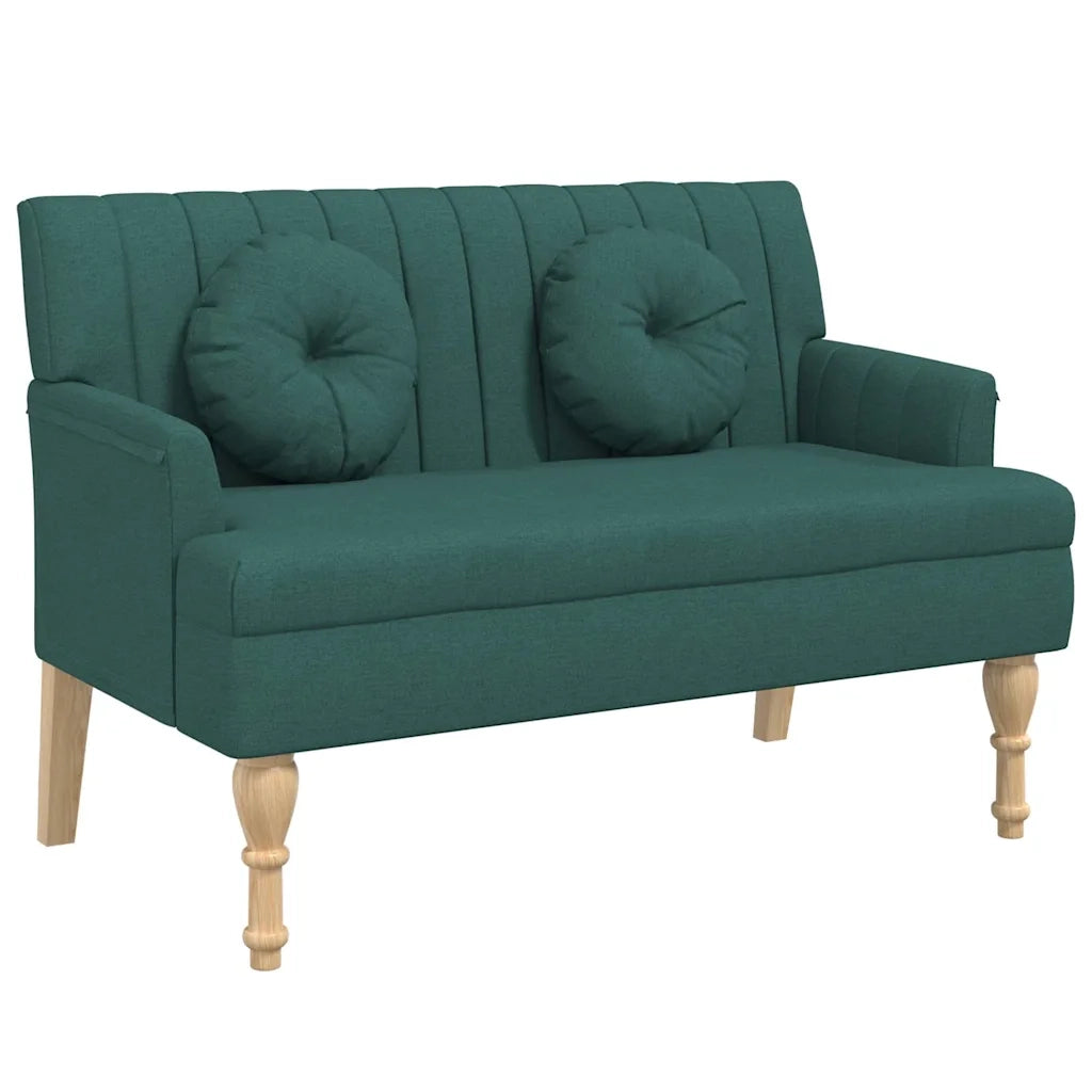 Panca con Cuscini Verde Scuro 113x64,5x75,5 cm in Tessuto 372134