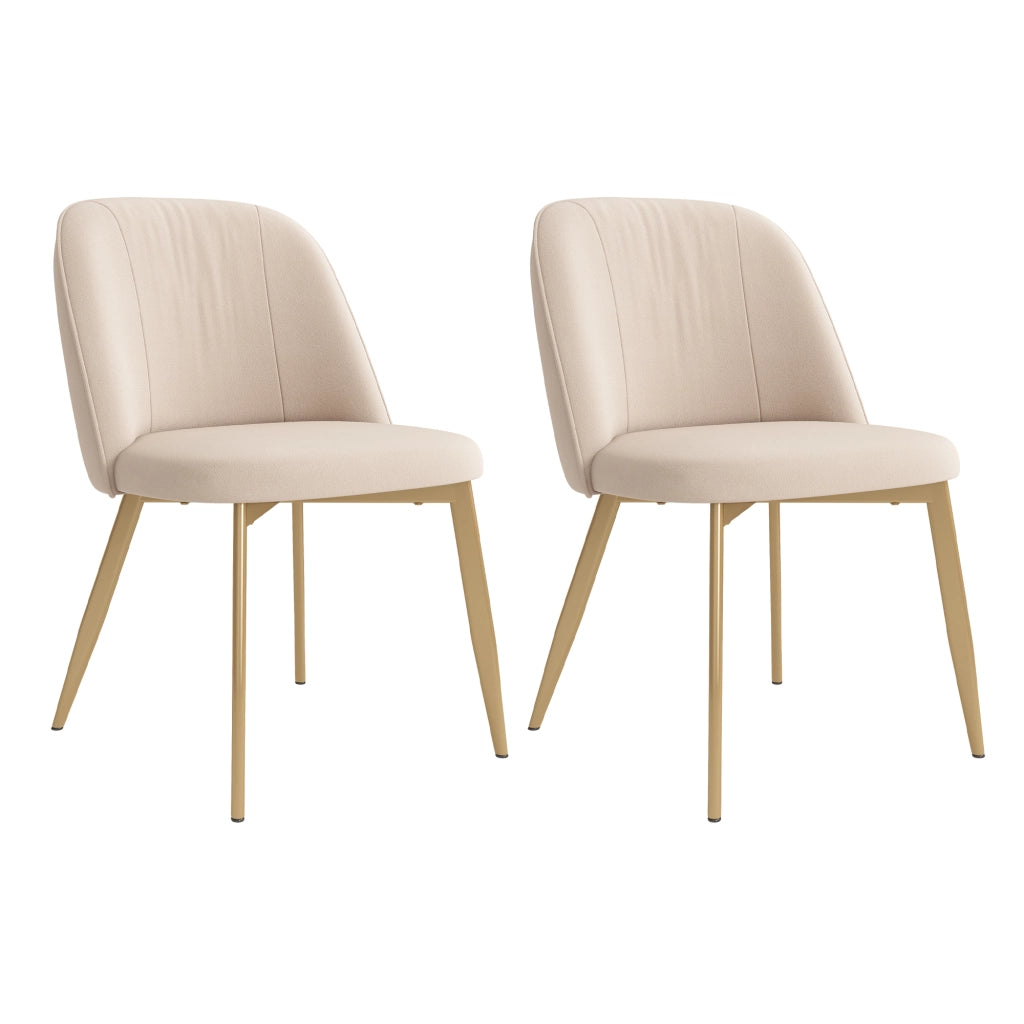 Sedie da Pranzo in Velluto ¨C MINIMAL ¨C Beige, Gambe Oro, Set 2 Pezzi