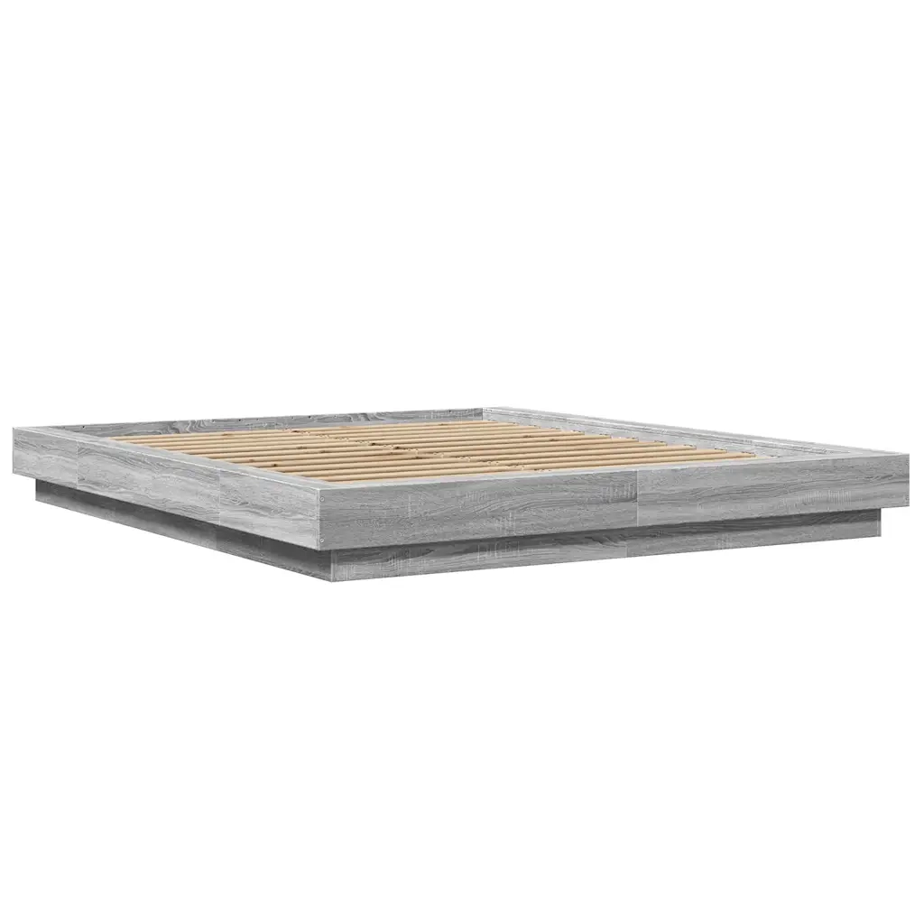 Giroletto Luci LED Grigio Sonoma 160x200 cm Legno Multistrato