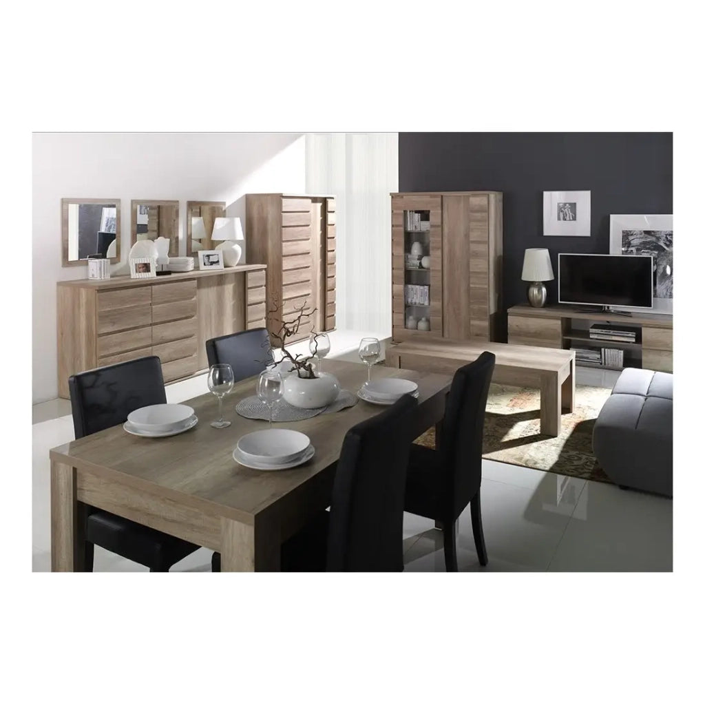 Mobile porta TV MIRO - 2 vani - Colore rovere - 165 x 52 x 55 cm