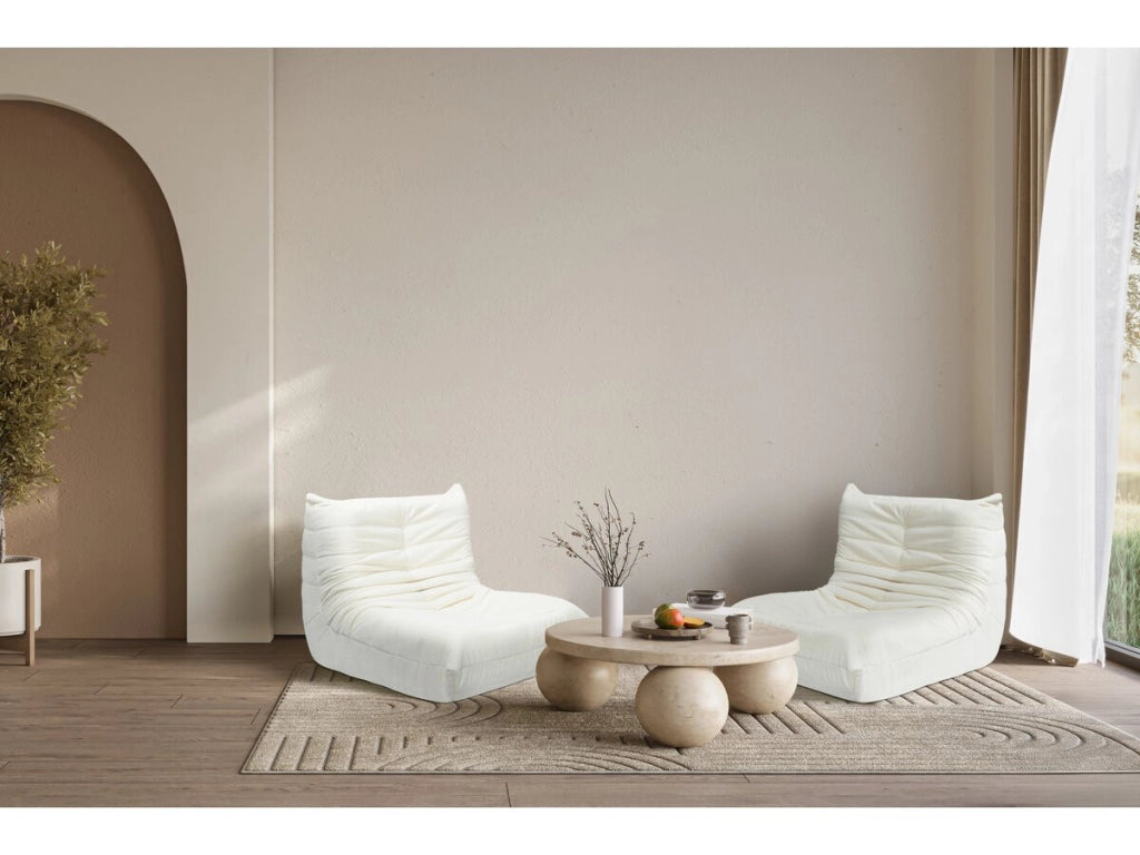 Chaise longue in tessuto ciniglia Velasca - 95 x 100 x 75 cm - Crema