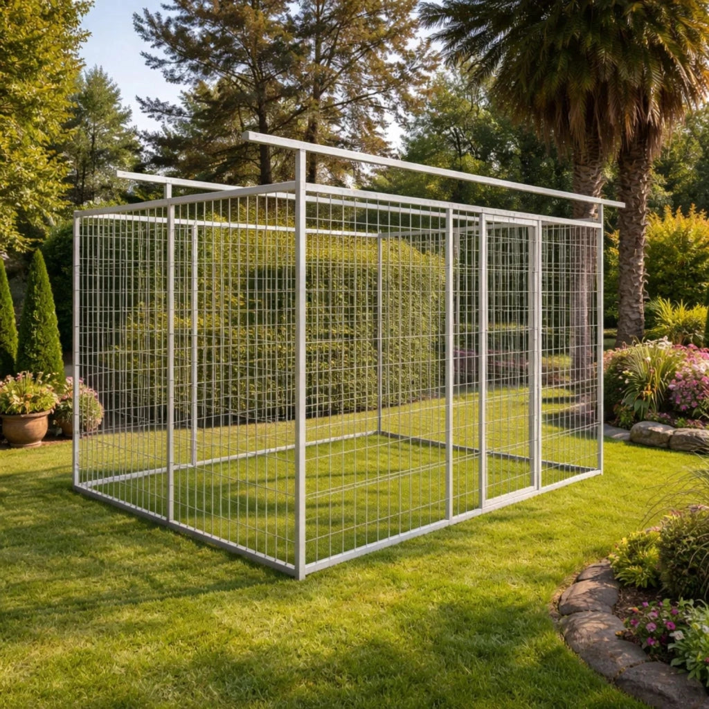 Box per cani in rete predisposto alla copertura zincato a caldo da 300x200x altezza 180 cm