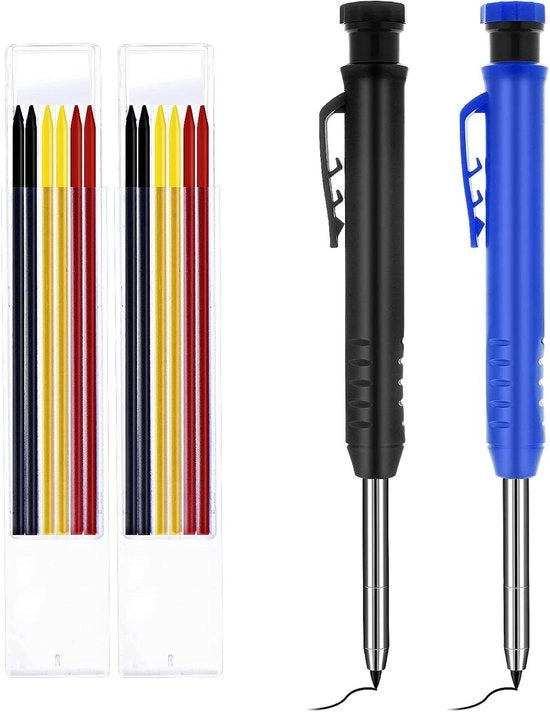 Set di Matite Meccaniche per Falegnameria - 2 pezzi - Per Lavorazione del Legno e Falegnameria con Vetrini, Gomme e Smerigli.