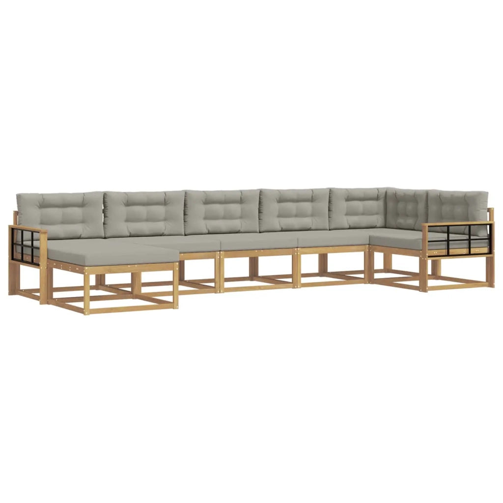 Set di divani da esterno 7 pcs Bianco e Grigio Chiaro 3386770
