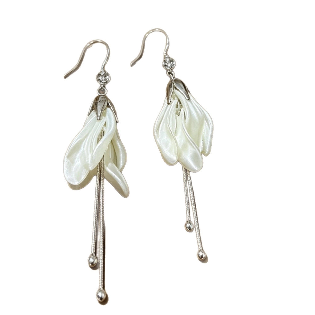 Elegantissimi orecchini pendenti lunghi con nappe floreali in stile francese per donna, lussuosi e sofisticati, versatili e con ganci per l'orecchio.