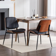 Sedie da Pranzo Set 2 Pezzi Retr¨° ¨C MINIMAL ¨C Similpelle Nera, Schienale Legno, Gambe Metallo