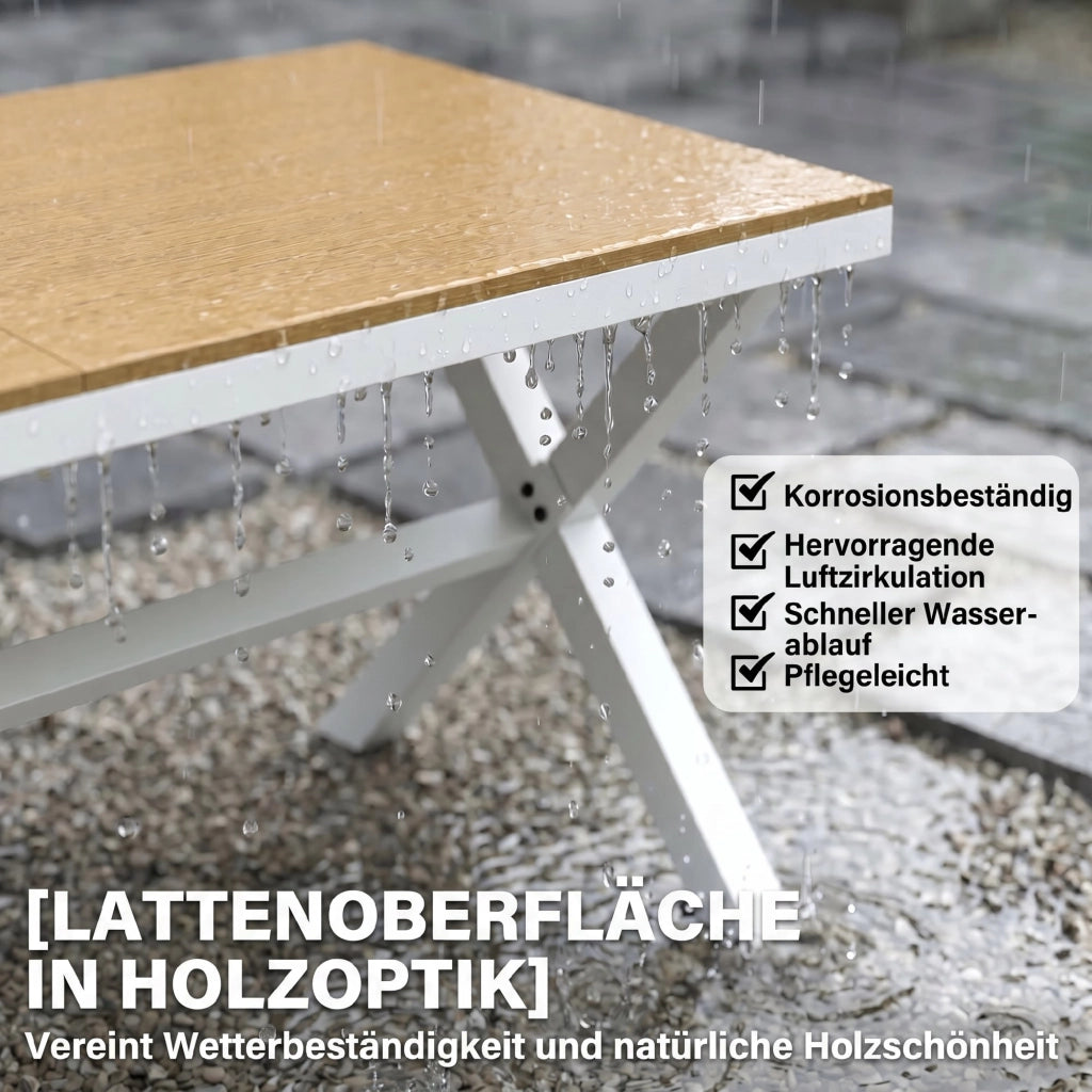 Set da Giardino 7 Pezzi con Tavolo e Sedie Pieghevoli ¨C zephmum ¨C Legno Teak e Alluminio