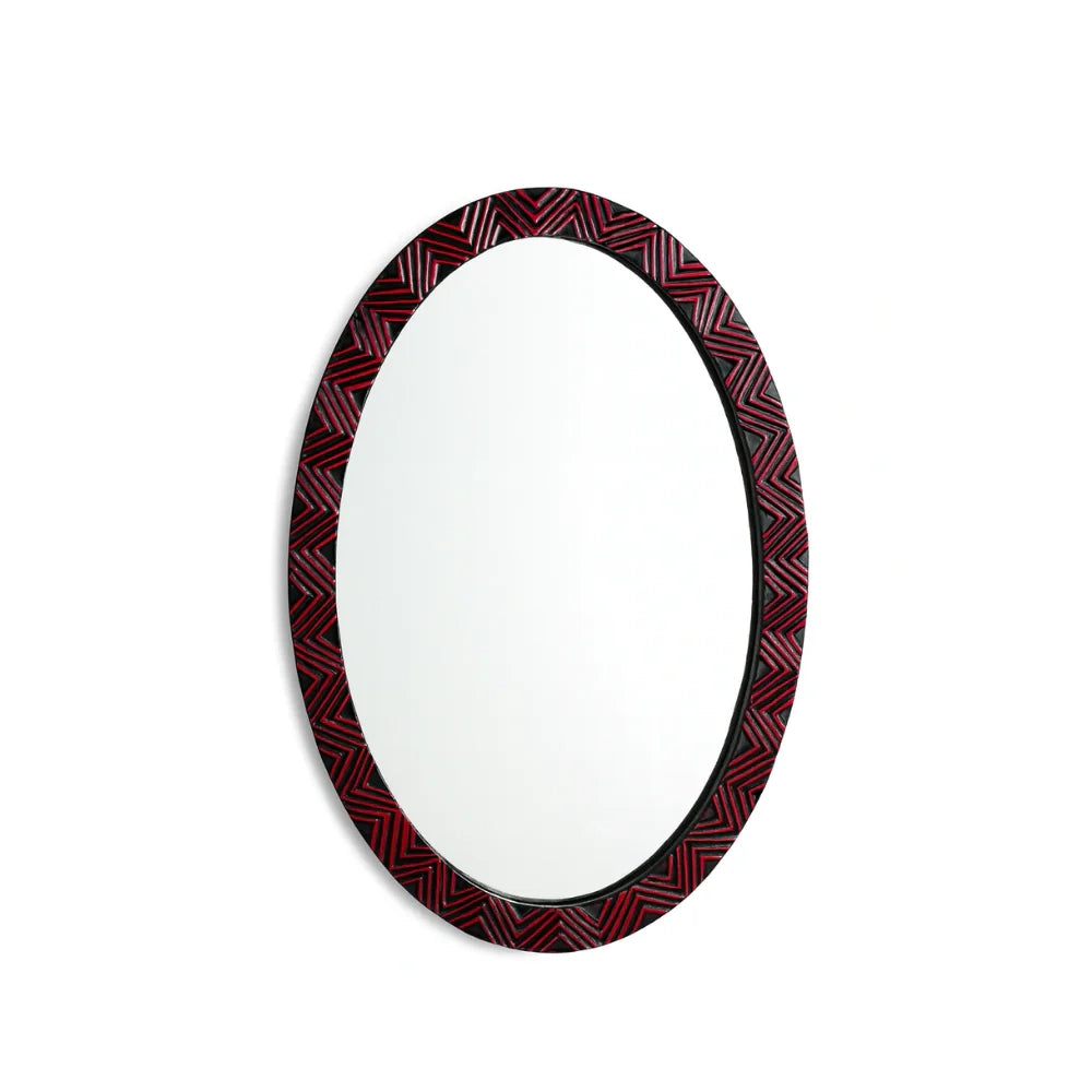 Specchio ovale da parete Zig con cornice in legno marrone scuro | Duzzle