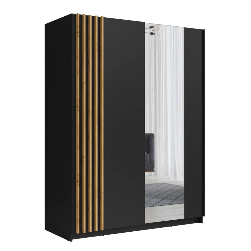 Armadio con 2 porte scorrevoli 200 cm - nero e rovere - Collezione VARIA
