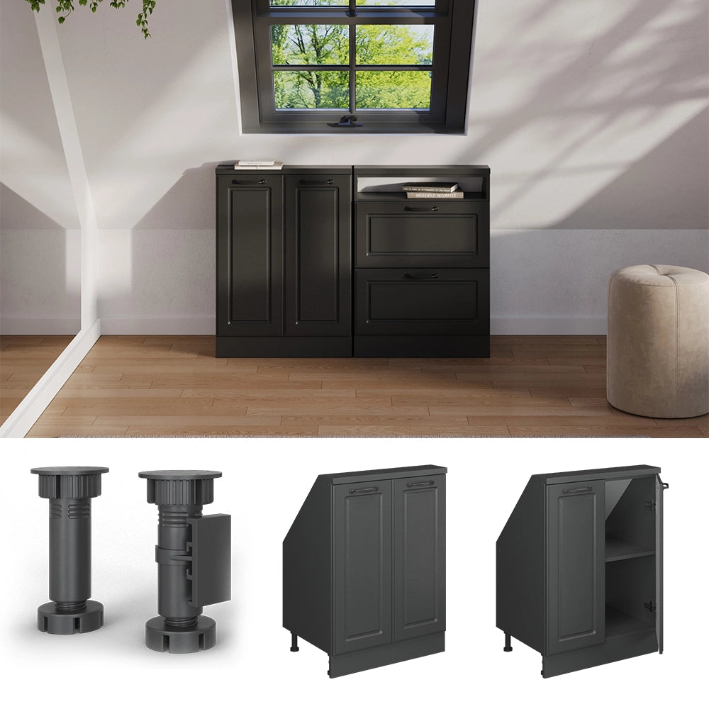 Mobile sottotetto Rion Antracite rustico/Antracite con 2 porte Vicco
