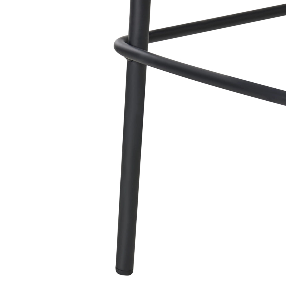 Set di sedie da pranzo moderne da bar in tessuto azzurro Struttura in ferro nero Seduta ad altezza banco Design moderno
