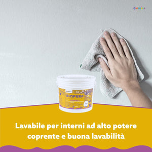 Superpittura lavabile traspirante interni alta copertura linea biopura cromika *** formato 2.5 lt, confezione 1