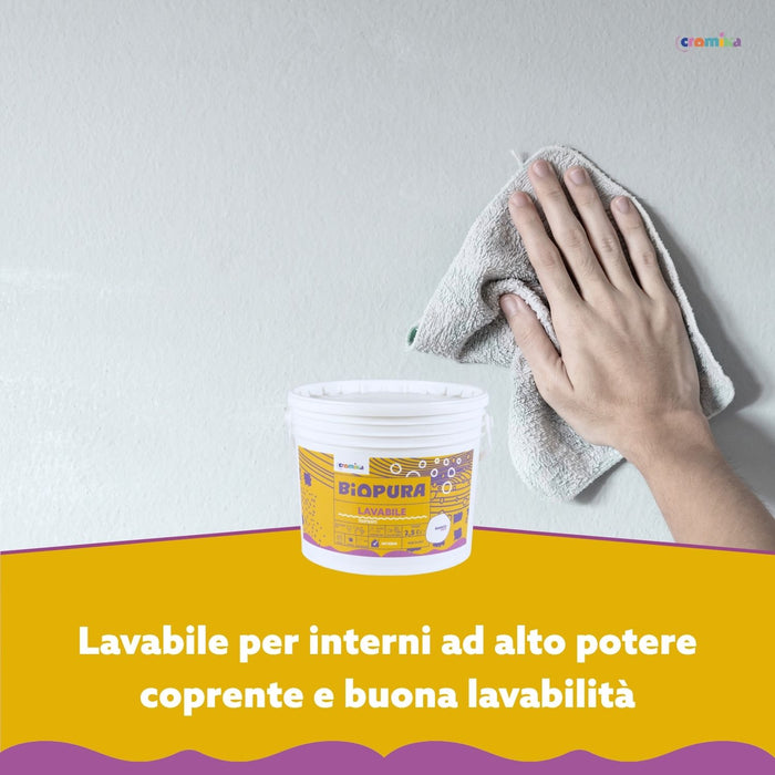 Superpittura lavabile traspirante interni alta copertura linea biopura cromika *** formato 2.5 lt, confezione 1