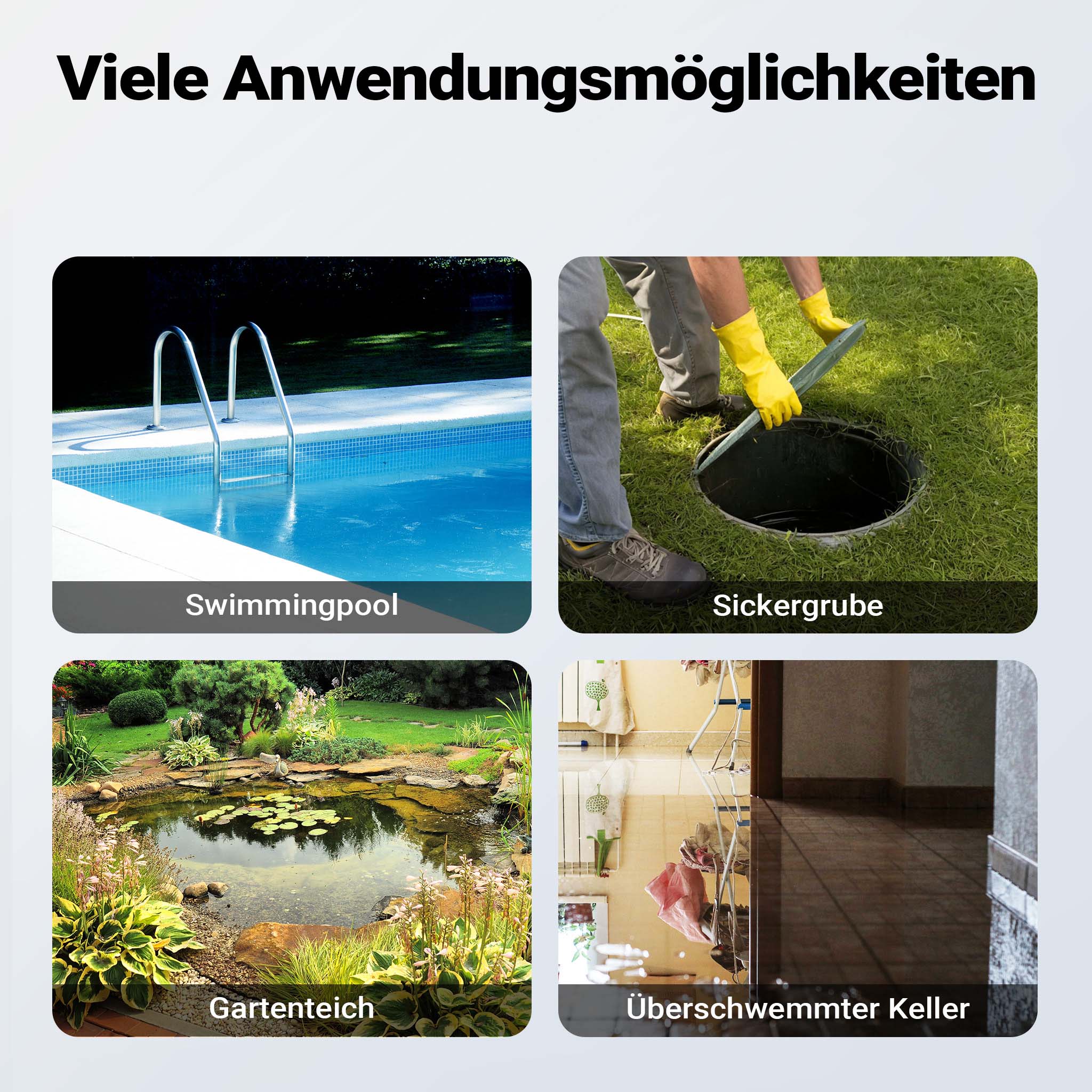 Pompa sommersa 400 W, pompa per acque reflue con portata max 7000 l/h, pompa a immersione, prevalenza max 7 m