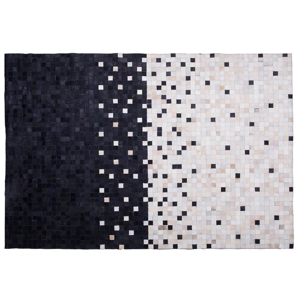 Tappeto tappetino Moquette Multicolore Pelle Bovina Patchwork Motivo Geometrico Rettangolare 140 x 200 cm