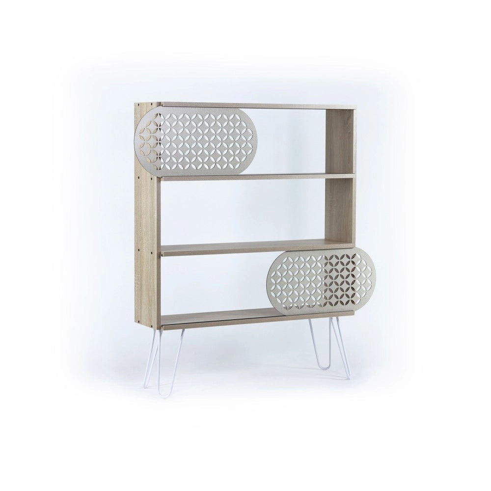 Libreria 3 ripiani Illia 94x25x117 MT190511 colore noce e gambe nere