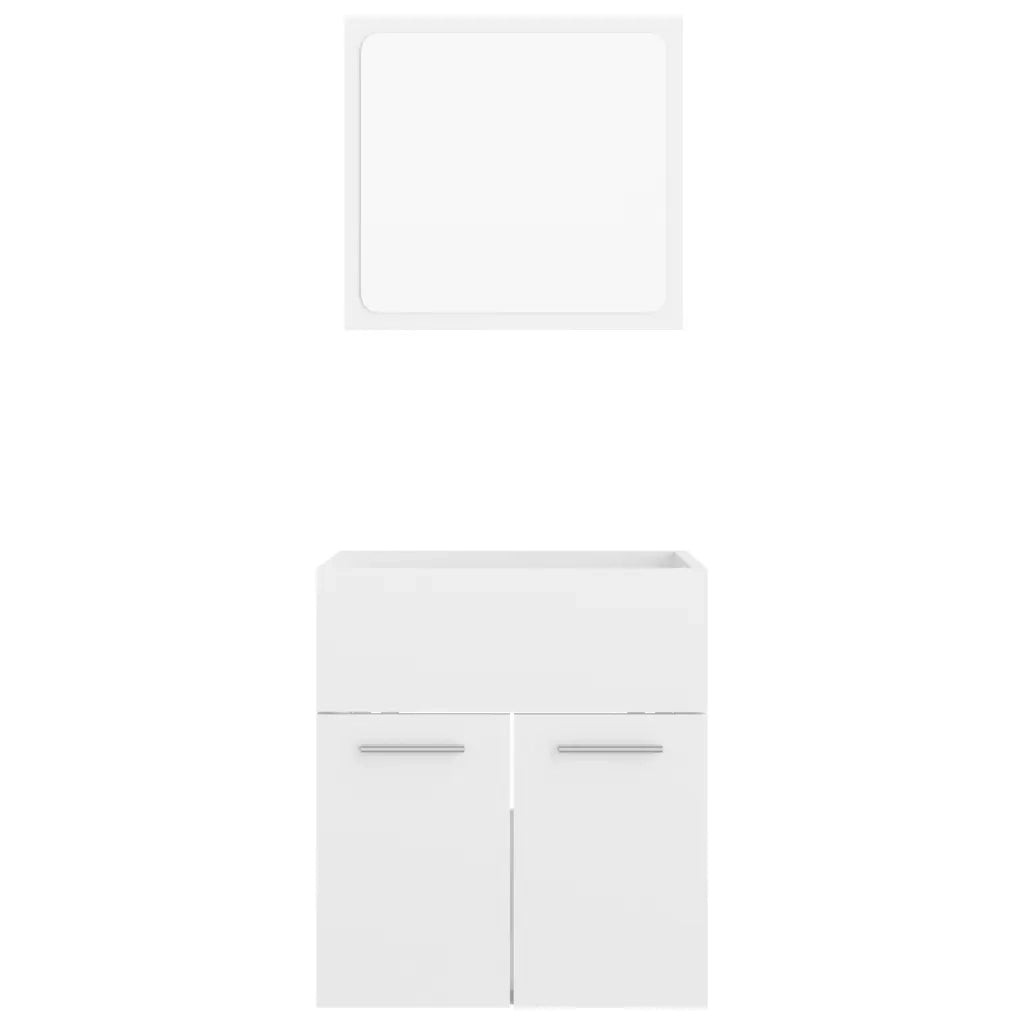 Set Mobili da Bagno | Armadio da bagno 2 pz Bianco Lucido in Legno Multistrato