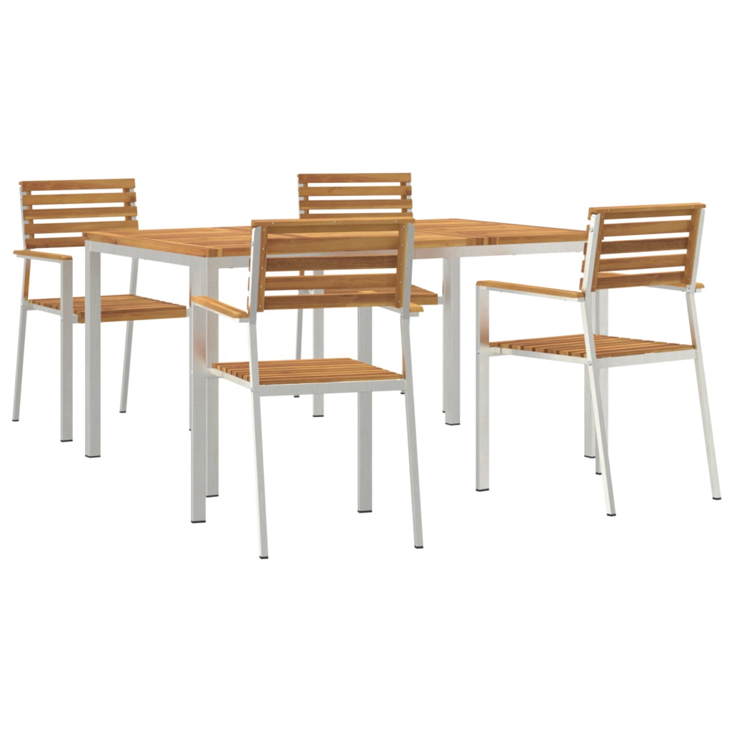 Set da Pranzo da Giardino 5 Pezzi in Legno Massello di Acacia