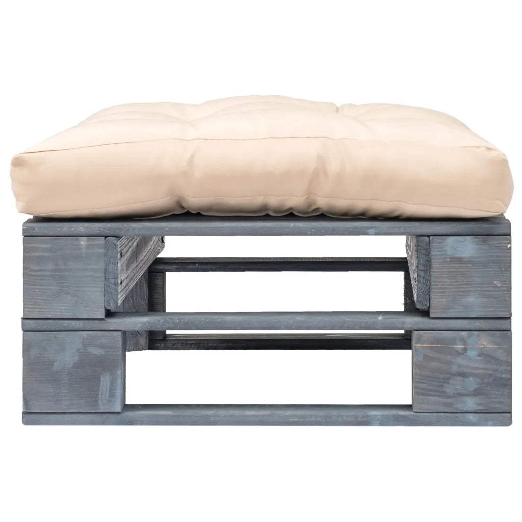 Ottomana da Giardino in Pallet con Cuscino Sabbia Legno Grigio