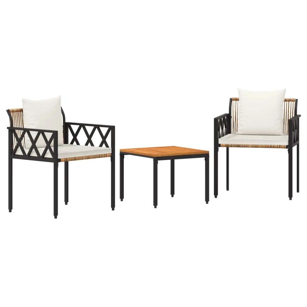 Set Mobili da Esterno 3 pz Marrone e Bianco Crema polyrattan 42025349