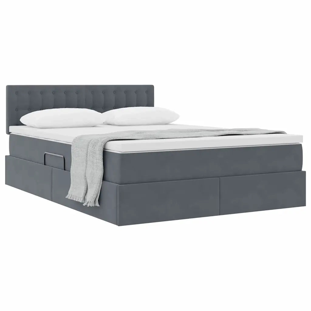Letto con Contenitore Grigio scuro 140 x 200 cm Velluto 3370882