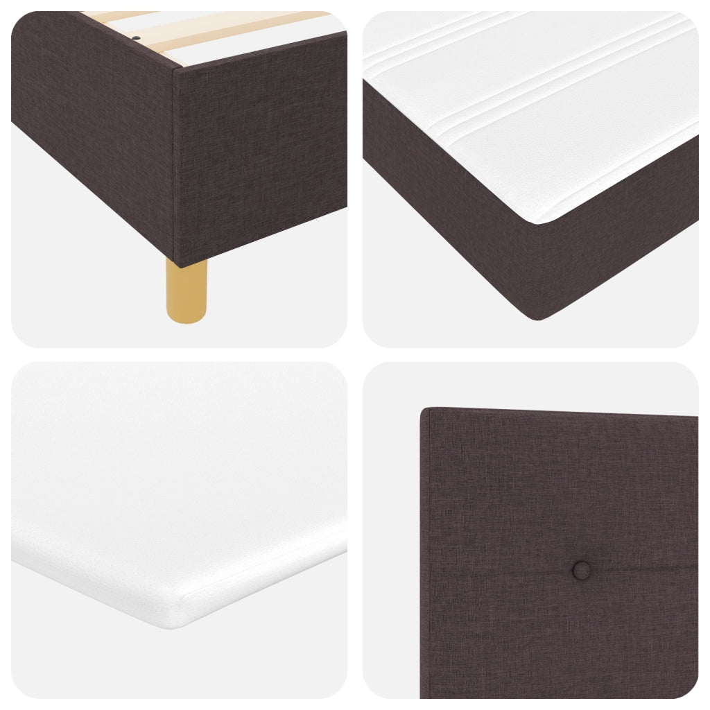 Letto a Rete con Materasso - Marrone Scuro - 140x200 cm Tessuto